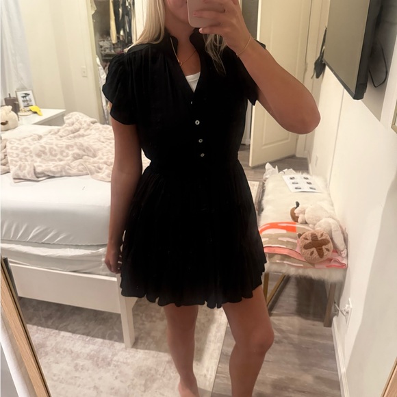 Black Ruffled Button-Down Dress - Picture 2 of 2